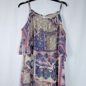 NY Collection Woman Purple Pink Paisley Patchwork Maxi Dress Plus Size 2X